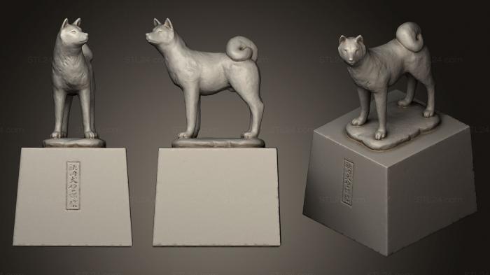 Статуэтки животных (Акита-ину 2, STKJ_0669) 3D модель для ЧПУ станка